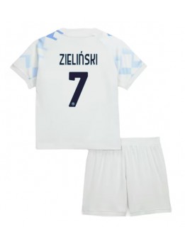 Billige Inter Milan Piotr Zielinski #7 Bortedraktsett Barn 2025-26 Kortermet (+ Korte bukser)